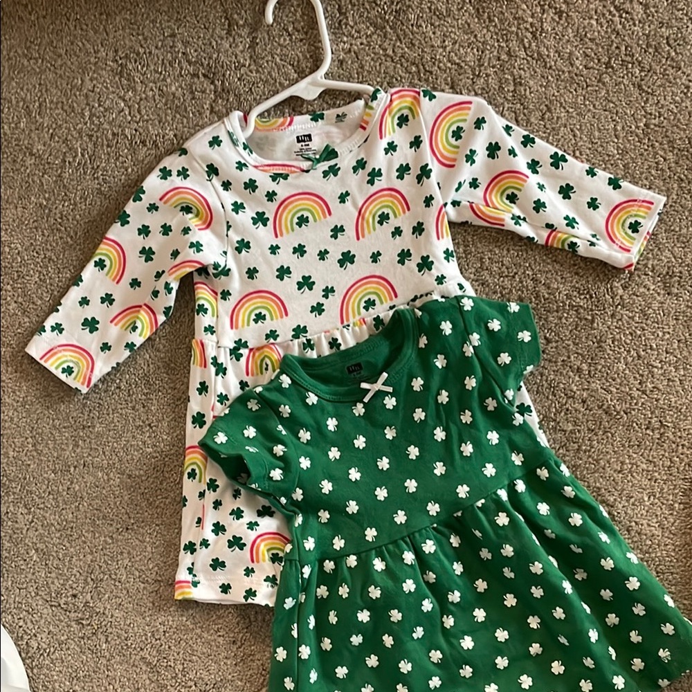 Hudson Baby Shamrock and Rainbow Dress Set